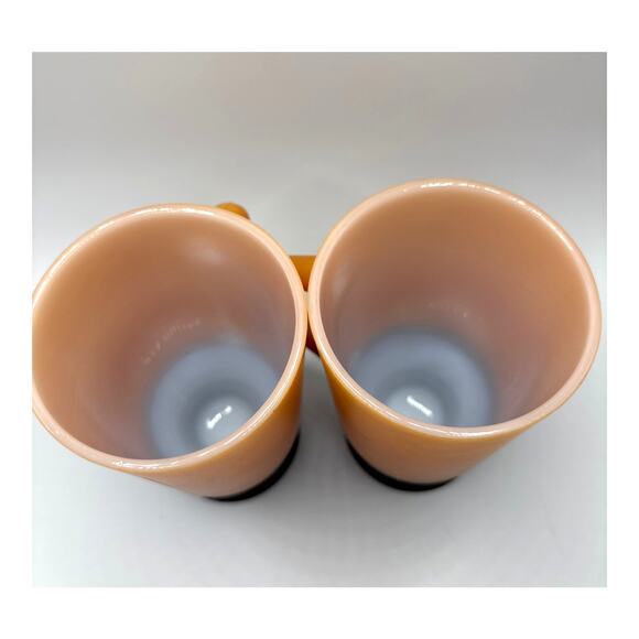 Vintage Anchor Hocking Fire King Footed Tall Mug Orange Black 1970s Retro - Picture 7 of 8